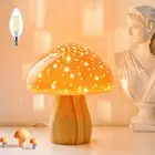 Mushroom Lamp, Ceramic Bedside Table Lamp for Bedroom Nightstand, Retro Vinta...