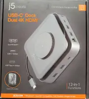 j5create USB-C Dock Dual 4K HDMI Port Hub, 12-in-1, (JCD3199)