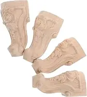 Gadpiparty 4pcs Solid Wood Carved Furniture Legs Elegant European Style Replacement Feet for Bedside Cabinet Dresser Tea Table Home Improvement Durable User Friendly Installation