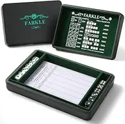 Soar Forge Deluxe Farkle Dice Tray and Storage - Elegant Faux Leather Travel Case with Score Sheets, 2 Sets of Dice, Guide & Velvet Lined Rolling Arena for Many Classic Games (Emerald Green)