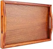 Baxnore Wooden Serving Tray, Comfortable Grip Serving Tea Tray, Lightweight Wooden Breakfast Tea Tray, Portable Serving Tray with Handle for Serving Tea