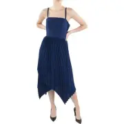 Aidan by Aidan Mattox Womens Navy Pleated Cocktail and Party Dress 0 BHFO 0018