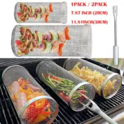 BBQ Grill Basket Rolling Grilling Basket Stainless Steel Grill Mesh A M4M5