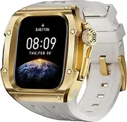 [CEKGDB] 316L Stainless Steel Case Rubber Strap Mod Kit Set，For Apple Watch Series 10 46MM Watchbands