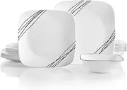 [CORELLE] Square Dinnerware Set, Simple Sketch (18-Piece Set)