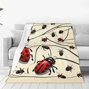 Art Ladybug Throw Blanket Lightweight Super Soft Flannel Blankets Cozy Warm Micro Fleece Blankets Home Decor for Couch Sofa Bed Living Room 40"X30"