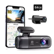 Dash Cam 4K Front and Rear Dash Camera WiFi GPS with Free SD Card