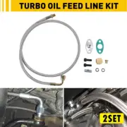 2set Turbo Oil Feed Line Kit T3 T4 T60 T61 T70 1/8 PNT 90 Degree 41" AN4 4AN Dur (for: Peugeot)