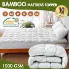 Luxury 1000GSM Bamboo Pillowtop Mattress Topper Bed Matress Protector Queen King