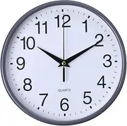 Nordic Style Wall Clock Round Silent Non-Ticking Clock Home Living Room 20cm AU Black Edge with Black Ground