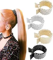 Metal Rhinestone Hairclips Nonslip High Ponytail Buckle Claw Clips,4Pcs Rhinestone Ponytail Buckle Metal Hair Clips Hair Clips,Ponytail Buckle Hair Clip Nonslip Metal High Ponytail Claw Clips for Girl