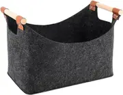 NNEOBA Wooden Firewood Storage Felt Basket Foldable