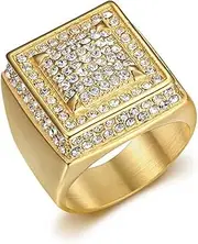 [KIOYDISE] Gold Plated Ring Vacuum Plating Gold Plated Titanium Steel Full Diamond Zircon Stainless Steel Men's Ring