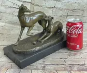 Handcrafted Whippet Greyhounds Dogs Bronze Sculpture Home/Office Decor Figurine