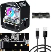 GeeekPi Mini Tower NAS Kit for Raspberry Pi 4, Pi 4 ICE Tower Cooler with PWM RGB Fan, M.2 SATA SSD Expansion Board, GPIO 1 to 2 Expansion Board, 18W QC3.0 Power Supply for Raspberry Pi 4 Model B