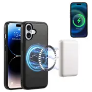 For iPhone 16 Plus Case, Compatible with MagSafe Smooth PU Leather Cover, Black