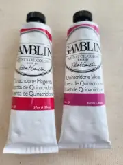 2 Gamblin Oil Paint's-QUINACRIDONE MAGENTA & QUINACRIDONE VIOLET 37ml- Ser 3