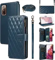 Asuwish Phone Case for Samsung Galaxy S20 FE 5G 6.5 inch Cover with Screen Protector and Flip Card Holder Slot Protective Cell S 20 EF UW 2022 S20FE5G S20FE 20S S2O Fan Edition 4G G5 Women Men Blue