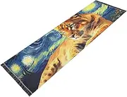 PDZRMY Leopard Starry Night Washable Runner Rug 2’ x 6’ Non-Slip Kitchen Runner Rug for Hallways Entryway Bedroom Living Room Floor Carpet Runner- Soft Thin Mat for Family Pet