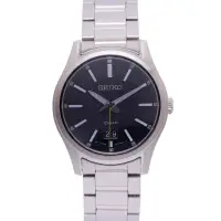 在飛比找momo購物網優惠-【SEIKO 精工】藍寶石水晶鏡面不鏽鋼錶帶手錶-黑面X銀色