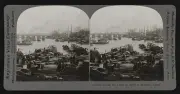 Among the junks on river at Shanghai China Old Photo 1