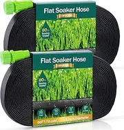 Premillow Flat Soaker Hose 100FT - PVC Material, Black, Soaker Hose, 2 Pack, Save 80% Water