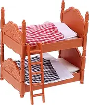 ERINGOGO Mini Bunk Beds Simulation Bed Doll House Bed for Boys and Girls Educational Mini Double Beds Quilts and Pillows