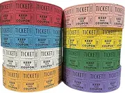 Ticket Guru-Raffle Tickets - (4 Rolls of 2000 Double Tickets) 8000 Total 50/50 Raffle Tickets {Choose color combo below} ((4) Random colors)