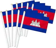 10 PCS Cambodia Handheld Small Flag, Cambodian Hand held Mini Decor Decoration Banner