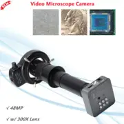 48MP FHD V8 Industrial Video Microscope Camera w/ 300X Lens 144-LED Ring Light