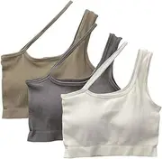 [Ztexkee] Girls Top for Halter Crop Top Built in Bra Sleeveless Padded Slim Fit Short Crop Tank Top for Teen Girl