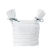 Square-Neck Plain Crop Top White - M