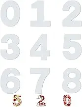 10 Inch Number Stencils, 9 Pieces Cake Mould 0-8 Numbers Set White Teeth Shape Plastic Stencils Baking Mould Cake Numbers Template for Birthday Wedding Anniversary Cake Decoration
