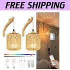 2-Pack Wireless Battery Operated Wall Lamps, Dimmable LED with Remote Control