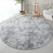 100/120/140/160 Round Rug Fluffy Soft Area Rugs for Kids Girls Room Plush Shag Carpet Cute Circle Bedroom Decor,Light Grey,1,Diameter 120cm