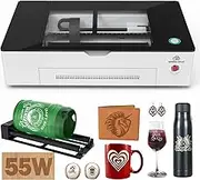 Gweike Cloud Pro II 55W CO2 Laser Cutter, Auto Focus Laser Engraver with Rotary, 0.0001" Accuracy Laser Engraving Machine with Smart HD Camera, Laser Cutting Machine for Wood, Metal, Acrylic, Leather