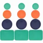 Pyrex (3) 7202-PC, (3) 7200-PC, (3) 7201-PC, and (3) 7210-PC Lids