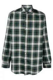 Oxford plaid cotton shirt M Gray