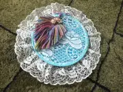 Beautiful Handmade Wall Hanging White Lace Leaf Feather Jewelry 11" One of Kind