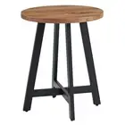 22" Side End Table Industrial Side Table MDF Top Metal Frame Round Table, Walnut