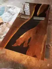 Black Walnut and Black Epoxy River Table Handmade Custom Acacia Wood Furniture