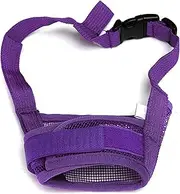 Soft Dog Muzzle for Large Medium Small Sized Dogs, Full-Covered Anti-bite Air Mesh with Adjustable Straps, Breathable Drinkable Prevent Biting Barking Chewing Licking (Purple) (S)