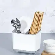 Utensil Holder, Cutlery Drainer Sink Caddy Silverware Organizer Basket Dish Drying Rack, Kitchen Storage Accessories for Chopsticks, Knives, Forks and Spoons (Grey)