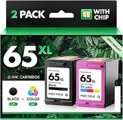 INKBAY 65XL Ink Cartridge Combo Pack Remanufactured Replacement for HP Ink 65 XL Works with HP Envy 5055 5052 5058 HP DeskJet 3755 2655 3720 3722 3723 3752 3758 2652 2624 Printer (1 Black+1 Tri-color)