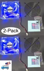 2-Pack: 120mm Blue LED ATX PC MOD Power Supply Cooling Fan 2-pin 12V DC + Grill