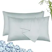 LINENOVA 100% Bamboo Pillowcase Standard Size Set of 2 - Breathable Cooling for Hot Sleepers and Night Sweats- Silky Soft Pillowcases with Envelope Closure - (Sage Green 48x74cm)