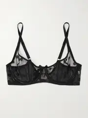 [Agent Provocateur] Agent Provocateur - Camsen Embroidered Polka-dot Tulle Underwired Bra - Black - 34D 34 D Black