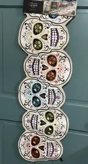 Cynthia Rowley Day of the Dead Halloween Table Runner Sugar Skulls New