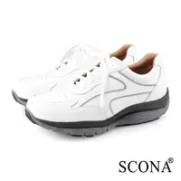 在飛比找Yahoo奇摩購物中心優惠-SCONA 蘇格南 全真皮 輕量樂活舒適健走鞋 白色 739