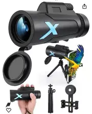 12x50 High-Power Monocular Telescope with Smartphone Tripod, Portable Bag
